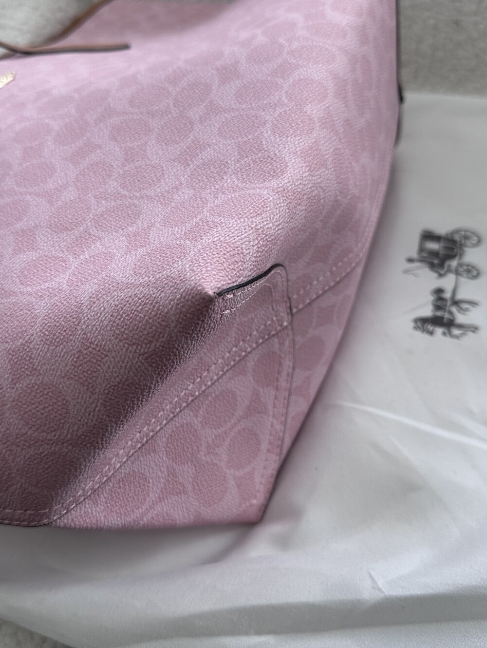 Coach Pink Signature Tote with Tan Trim - Picture 3 of 16
